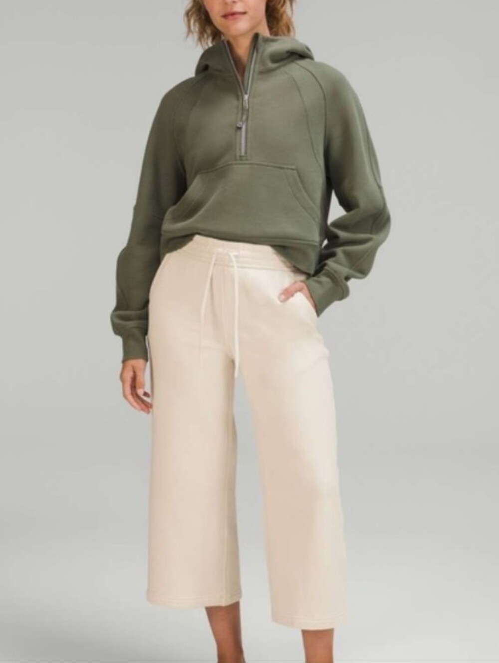 lululemon athletica  Women Capri Wide-Leg Cropped Drawstring Pants in Cream